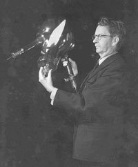 John Logie Baird holding his Telechrome Colour Tube