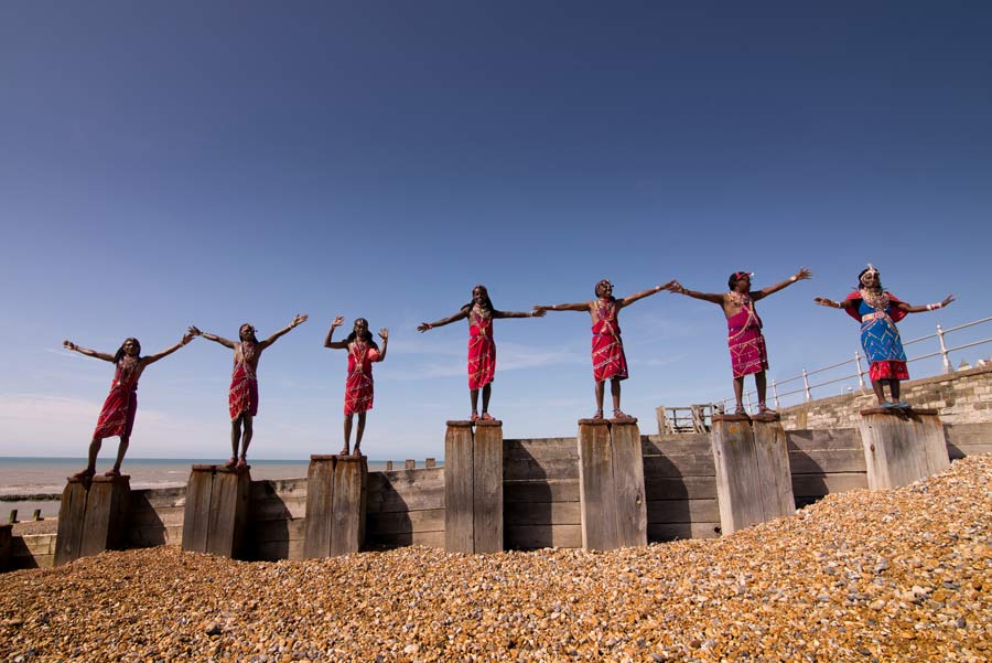 Maasai Warriors make themselves at home on Bexhill beach