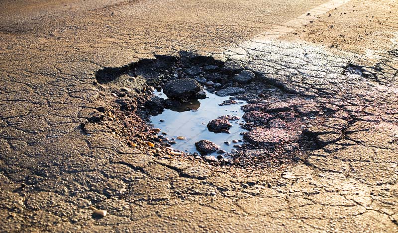 A pothole needing repair