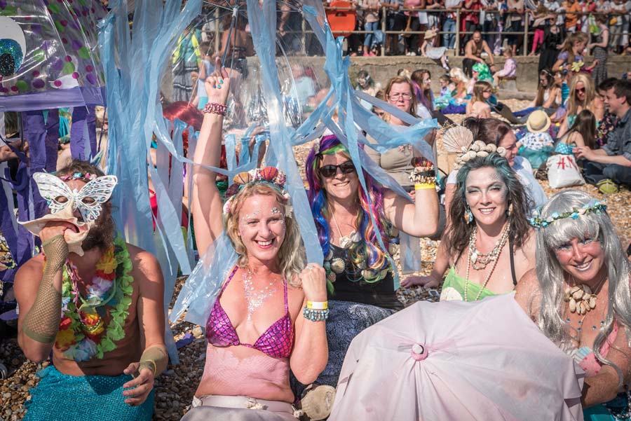 Mermaids gather on Bexhill beach