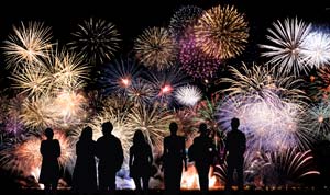 People watching fireworks - photo