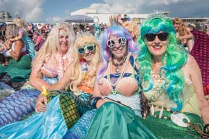 Mermaids on the beach at Bexhill - photo